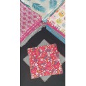 Lingettes 12X12cm par 3 "Petites Fleurs Rouge Gris"