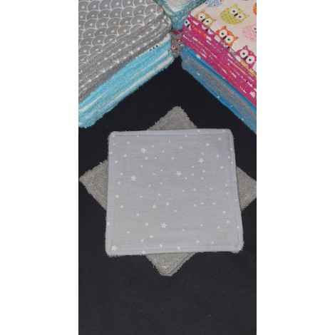 Lingettes 12X12cm par 3 "Etoiles Gris"