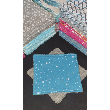 Lingettes 12X12cm par 3 "Etoiles Bleu et Gris"