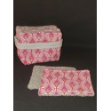 Lingettes 8X12cm par 12 + Panier "Eventail Japonais prune et gris"