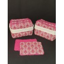 Lingettes 8X12cm par 12 + Panier "Eventail Japonais prune et framboise"